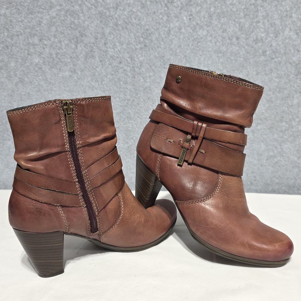 Pikolinos Women's Leather Ankle Bootie Side Zip Round Toe Comfort Brown US 5 - Picture 2 of 11